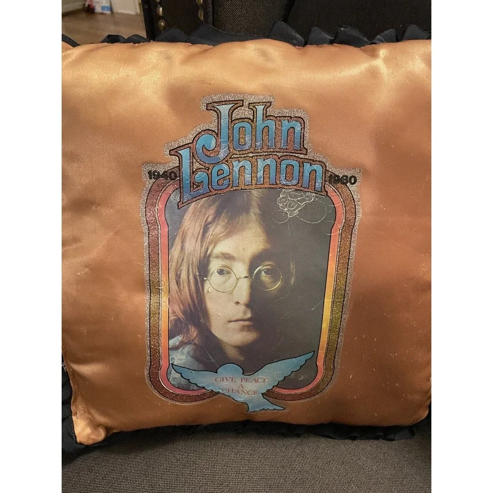 John Lennon Give Peace a Chance Custom Vintage Pillow Heat Transfer Glitter 14